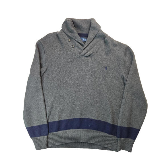 Polo Ralph Lauren Vintage Striped Shawl Collar Knit Pullover Sweater Mens XL